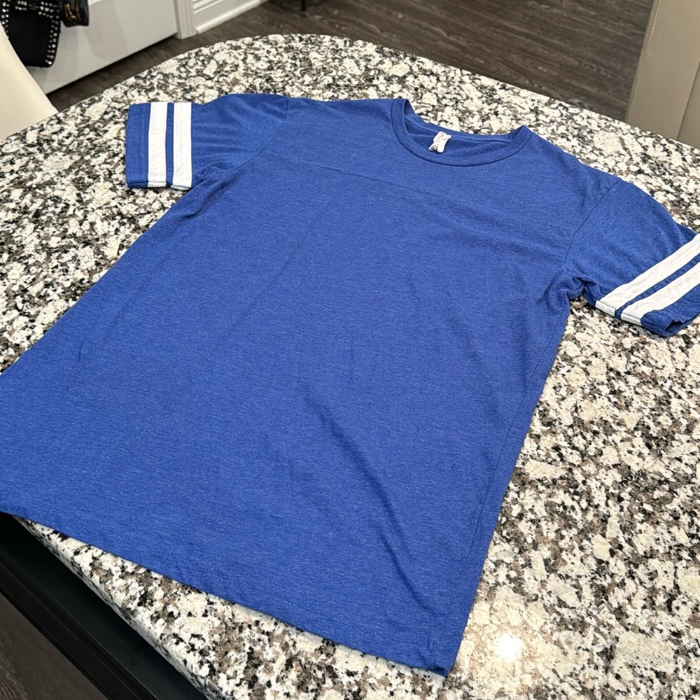 Blue and White Football Tee - Medium